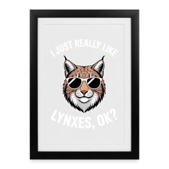 Lynx Dictions Lynx Fille Drôle de Lynx Cadeau de Lynx - Affiche encadrée (27 × 37 cm) - noir - Devant