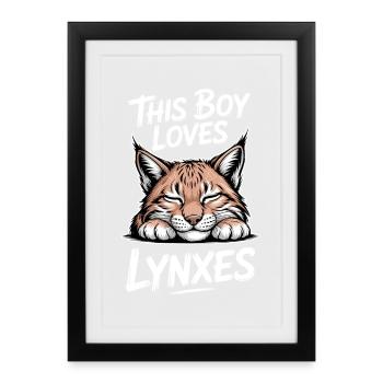 Lynx Dictions Lynx Boys Drôle de Lynx Cadeau de lynx - Affiche encadrée (27 × 37 cm) - noir - Devant