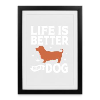 basset hound - Framed poster (27 × 37 cm) - black - Front