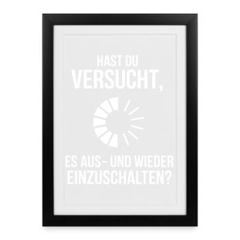 Tech Neustart Meme Druckdesign - Gerahmtes Poster (27 × 37 cm) - Schwarz - Vorne