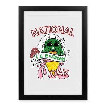 Cornet de glace National Kitchen Cream Hommes, femmes - Affiche encadrée (27 × 37 cm) - noir - Devant
