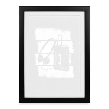 Cassette Player Drawing - Framed poster (27 × 37 cm) - black - Front