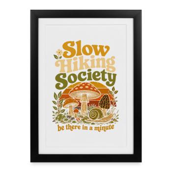 Langsamer Wanderclub Langsames Wandern | Retro-Humor - Gerahmtes Poster (27 × 37 cm) - Schwarz - Vorne