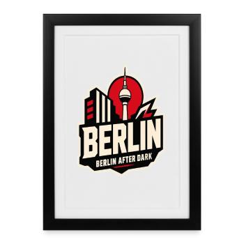 Silhouette nocturne de Berlin - Affiche encadrée (27 × 37 cm) - noir - Devant