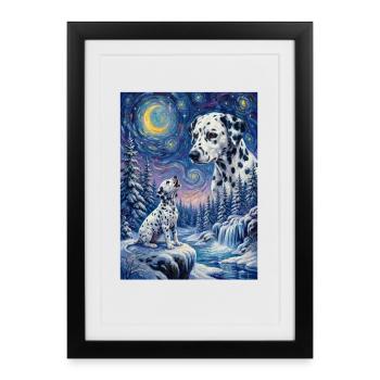 Hurlant à la Lune Mème Chien Dalmatien - Affiche encadrée (27 × 37 cm) - noir - Devant
