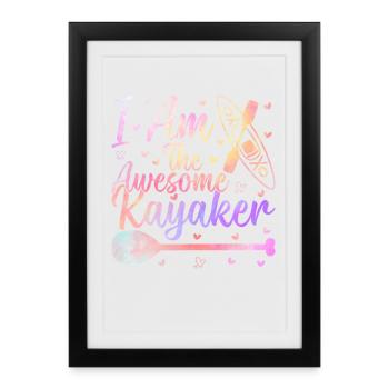 Kayak en canoë - Je suis le kayakiste génial - Affiche encadrée (27 × 37 cm) - noir - Devant