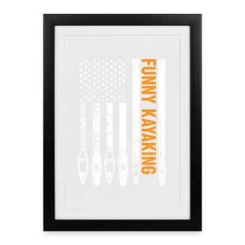 Canoeing Kayaking US Flag Kayaker - Framed poster (27 × 37 cm) - black - Front