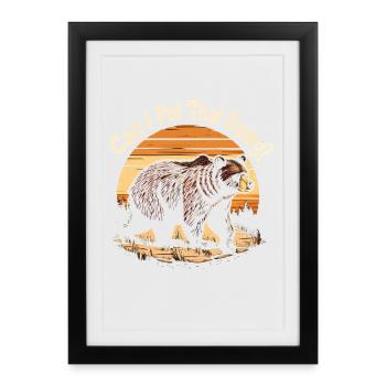 Je peux caresser ce chien ? Coucher de soleil de l’ours - Affiche encadrée (27 × 37 cm) - noir - Devant