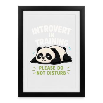  Introvertiert Im Training, Süßer Fauler Panda, - Gerahmtes Poster (27 × 37 cm) - Schwarz - Vorne