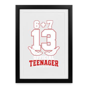 Officially 13 Year Old Teen | Birthday Humor - Framed poster (27 × 37 cm) - black - Front
