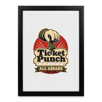 Billet de Train Train Punch All Aboard Railroad A - Affiche encadrée (27 × 37 cm) - noir - Devant