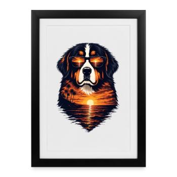 Lunettes de soleil pour chien de montagne bernois Cool Berner - Affiche encadrée (27 × 37 cm) - noir - Devant