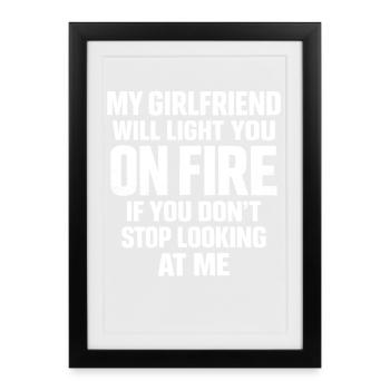 Humour Couple Copine Jalouse Drôle Cadeau - Affiche encadrée (27 × 37 cm) - noir - Devant