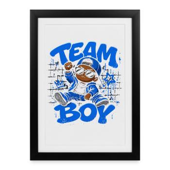 Team Boy Révélation Genre Garçon Bébé Cadeau - Affiche encadrée (27 × 37 cm) - noir - Devant