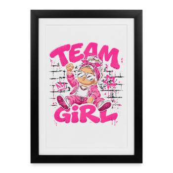 Team Girl Revelation Gender Girl Baby Gift - Framed poster (27 × 37 cm) - black - Front