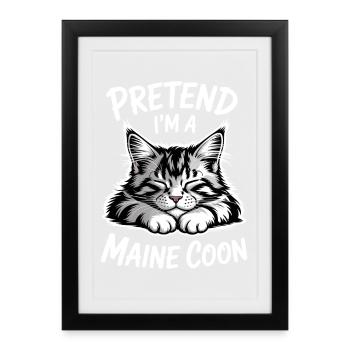 Maine Coon Dictons, plaisanterie, Chats, cadeau du Maine Coon - Affiche encadrée (27 × 37 cm) - noir - Devant