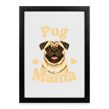 Conception du cœur de Pug Mama - Affiche encadrée (27 × 37 cm) - noir - Devant