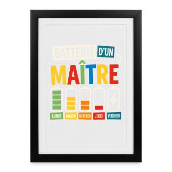 Maître Cadeau humour personnalisé - Affiche encadrée (27 × 37 cm) - noir - Devant
