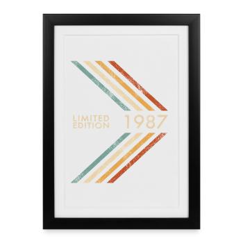 Édition limitée 1987 Anniversaire Hommes, Rétro féminin - Affiche encadrée (27 × 37 cm) - noir - Devant