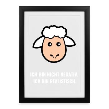 Realistisches Schaf – Nicht negativ - Gerahmtes Poster (27 × 37 cm) - Schwarz - Vorne
