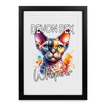 Devon Rex Whisperer - Framed poster (27 × 37 cm) - black - Front
