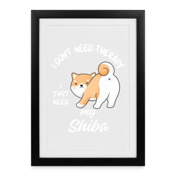 Thérapie Shiba Inu pour chiens - Affiche encadrée (27 × 37 cm) - noir - Devant
