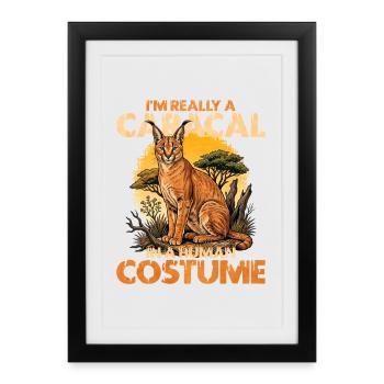 Caracal en costume humain - Affiche encadrée (27 × 37 cm) - noir - Devant