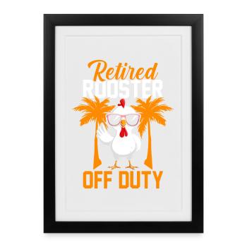 Agriculteur à la retraite Coq Retraité Volaille Poulet - Affiche encadrée (27 × 37 cm) - noir - Devant