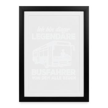 Linienbus Busfahrer Schulbus Busfahrerin Bus - Gerahmtes Poster (27 × 37 cm) - Schwarz - Vorne