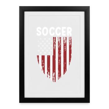 Drapeau américain du blason de soccer SOCCER USA - Affiche encadrée (27 × 37 cm) - noir - Devant