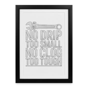 Master Plumber No Drip Too Small Licensed Plumber - Gerahmtes Poster (27 × 37 cm) - Schwarz - Vorne