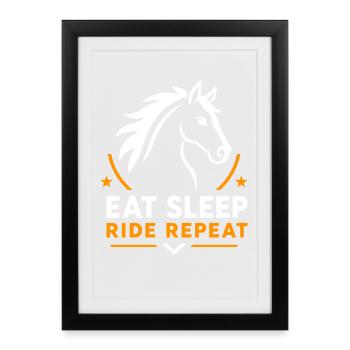 Eat Sleep Ride Repeat Horse - Framed poster (27 × 37 cm) - black - Front