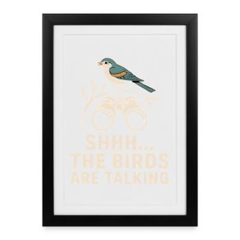 Chut, les oiseaux parlent - Affiche encadrée (27 × 37 cm) - noir - Devant