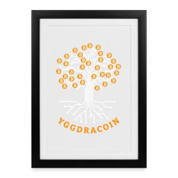 Yggdracoin Yggdrasil Bitcoin Pun - Framed poster (27 × 37 cm) - black - Front