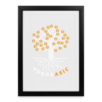 YggdrASIC | Yggdrasil Bitcoin Pun - Framed poster (27 × 37 cm) - black - Front