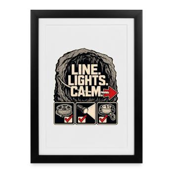 Cave Diving Arrow, Line. Lights. Calm - Framed poster (27 × 37 cm) - black - Front