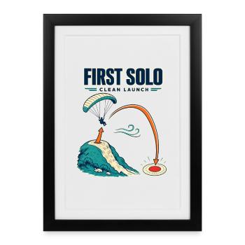 First Solo Diagram Paragliding Beginner Pilot Gift - Framed poster (27 × 37 cm) - black - Front
