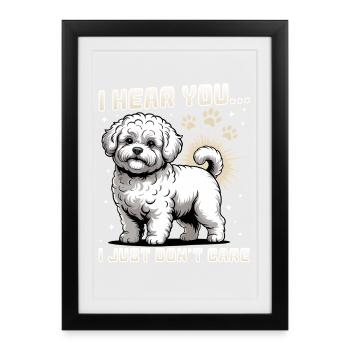 Race de chien Bichon Frisé - Affiche encadrée (27 × 37 cm) - noir - Devant