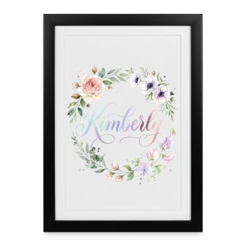Kimberly Floral Script Monogram - Framed poster (27 × 37 cm) - black - Front
