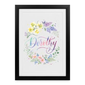 Dorothy Flower Wreath Watercolor Painting - Framed poster (27 × 37 cm) - black - Front