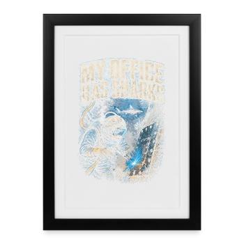 Unterwasserschweißer My Office Has Sharks - Gerahmtes Poster (27 × 37 cm) - Schwarz - Vorne