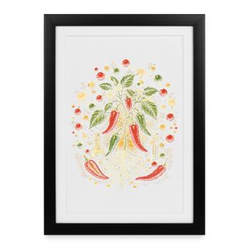 Cultivateurs de piments cultivant des piments - Affiche encadrée (27 × 37 cm) - noir - Devant