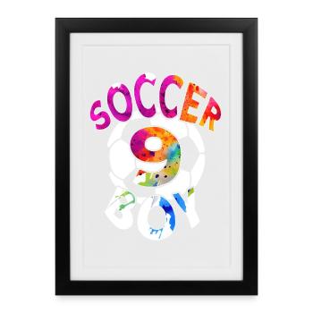 9 YEARS FOOTBALLER NUMBER 9 FOOTBALL 9TH BIRTHDAY - Framed poster (27 × 37 cm) - black - Front