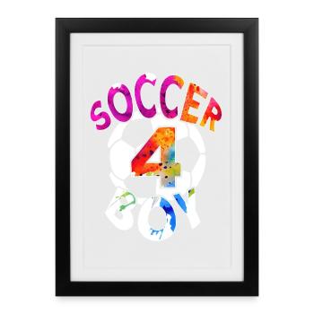 4 JAHRE FUßBALLER NUMMER 4 FUßBALL 4. GEBURTSTAG - Gerahmtes Poster (27 × 37 cm) - Schwarz - Vorne