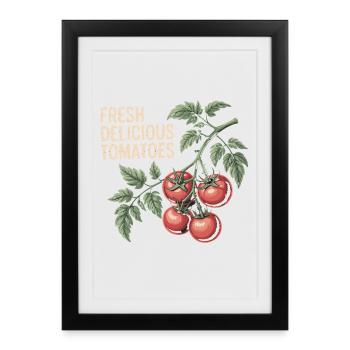 Tomates Fraîches Délicieuses Plants de Tomates Vintagées - Affiche encadrée (27 × 37 cm) - noir - Devant