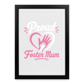 Emblème du cœur de la fière maman d’accueil - Affiche encadrée (27 × 37 cm) - noir - Devant