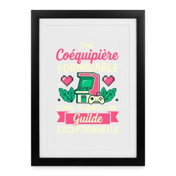 Coéquipière Formidable Guilde Gaming Pixel - Affiche encadrée (27 × 37 cm) - noir - Devant