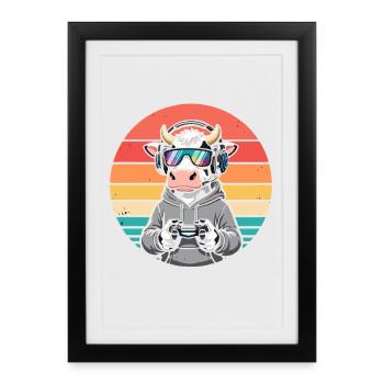 Cow Gamer - Framed poster (27 × 37 cm) - black - Front