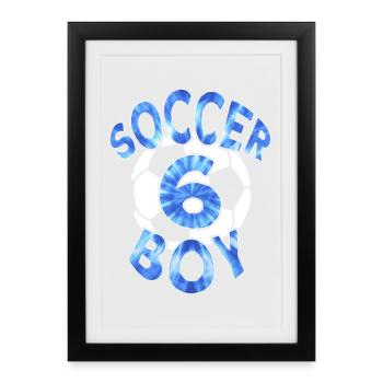 6 YEARS FOOTBALLER NUMBER 6 FOOTBALL 6TH BIRTHDAY - Framed poster (27 × 37 cm) - black - Front