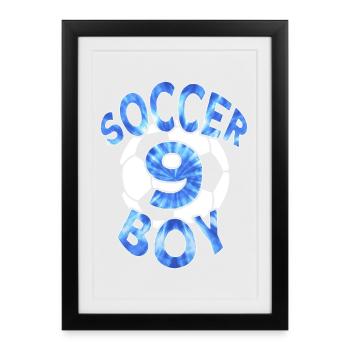 9 YEARS FOOTBALLER NUMBER 9 FOOTBALL 9TH BIRTHDAY - Framed poster (27 × 37 cm) - black - Front